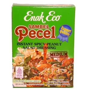Enak Eco jordnötssåspasta för att göra jordnötssås till pecel som är indonesisk grönsakssallad. Mediumstark.