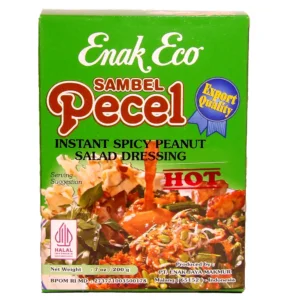 Enak Eco jordnötssåspasta för att göra jordnötssås till pecel som är indonesisk grönsakssallad. Extrastark.